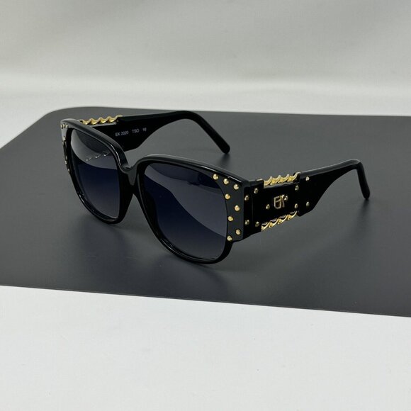 Vintage 1970's EK EMMANUELLE KHANH Black GoldSUNGLASSES 2020 Tso 16
